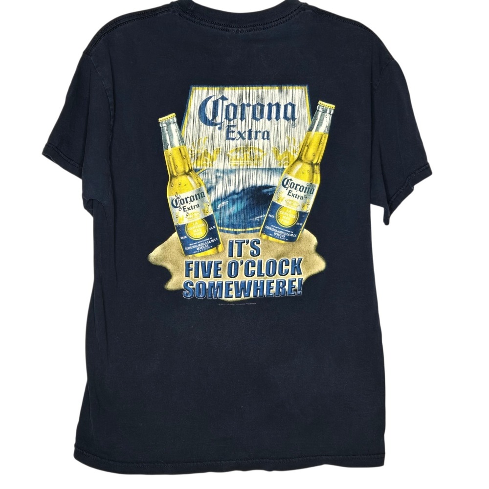 Vtg Corona Extra Beer Tshirt Its 5 O'clock Somewhere M Beach Tennessee River Y2k
